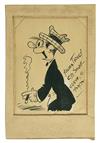DEPRESSION-ERA CARTOONS and AUTOGRAPHS. Group of 5 original pen and ink drawings